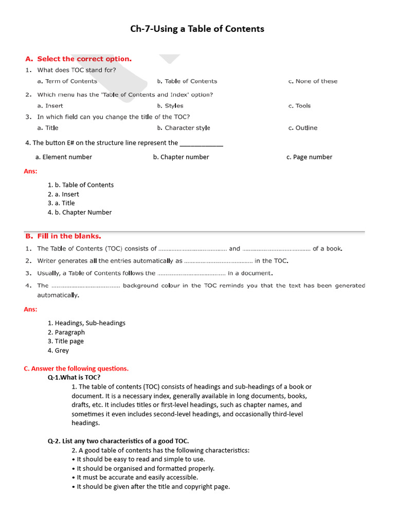 Unit-1 - Chap-4 - Using A Table of Contents | PDF