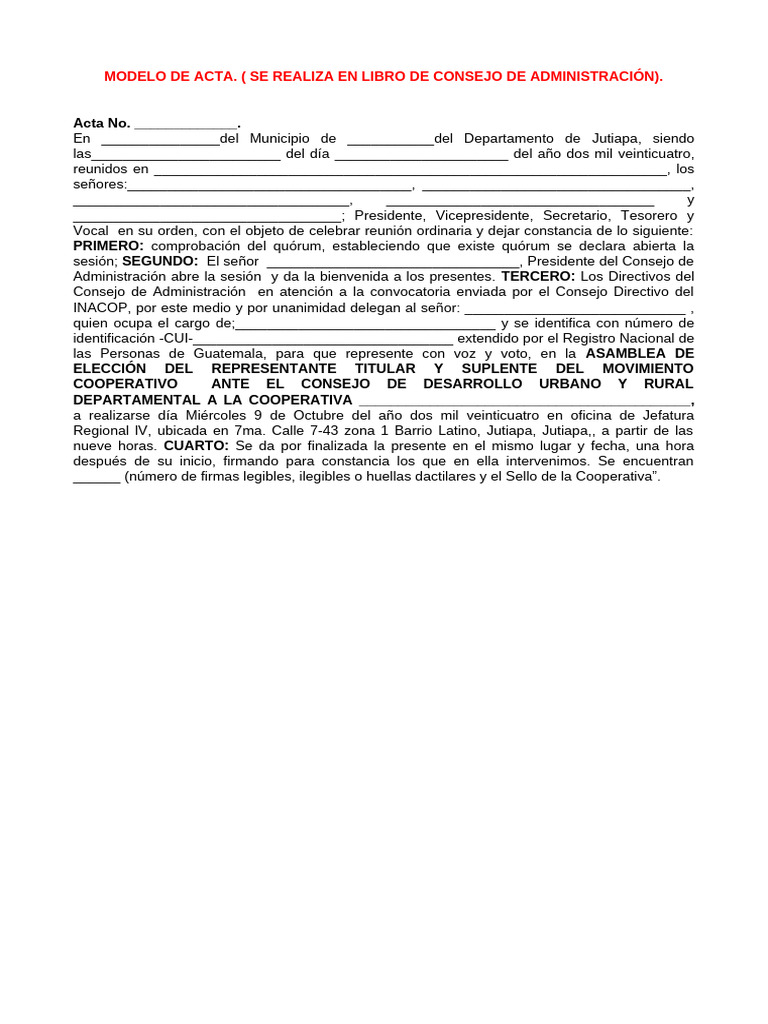 Modelo de Acta y Certificación | PDF | Gobierno