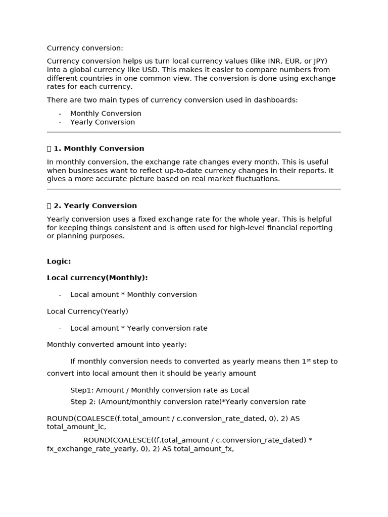 Monthly vs Yearly Currency Conversion | PDF | Exchange Rate | Currency