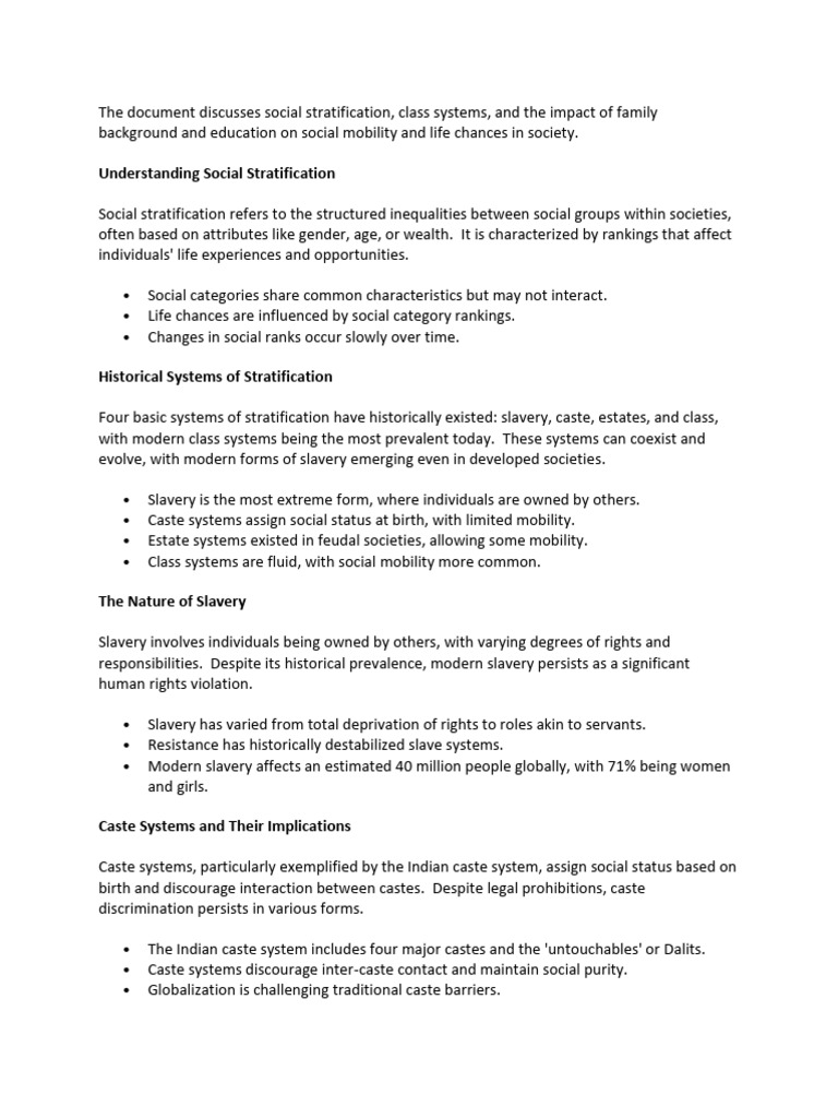 Understanding Social Stratification and Class | PDF | Social Mobility ...
