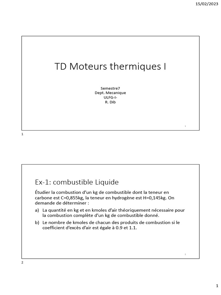Combustion des combustibles : Études et calculs | PDF | Combustible ...