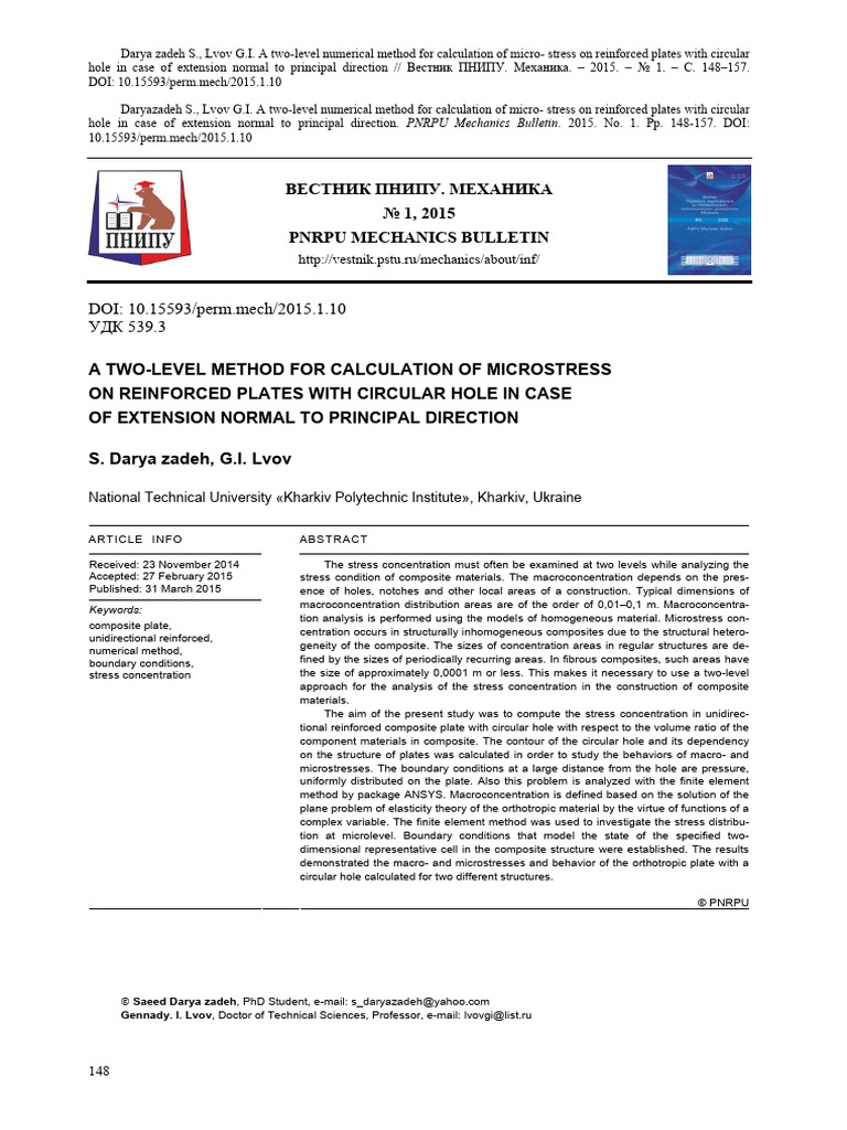 A Two-Level Method For Calculation of Microstress On Reinforced Plates ...