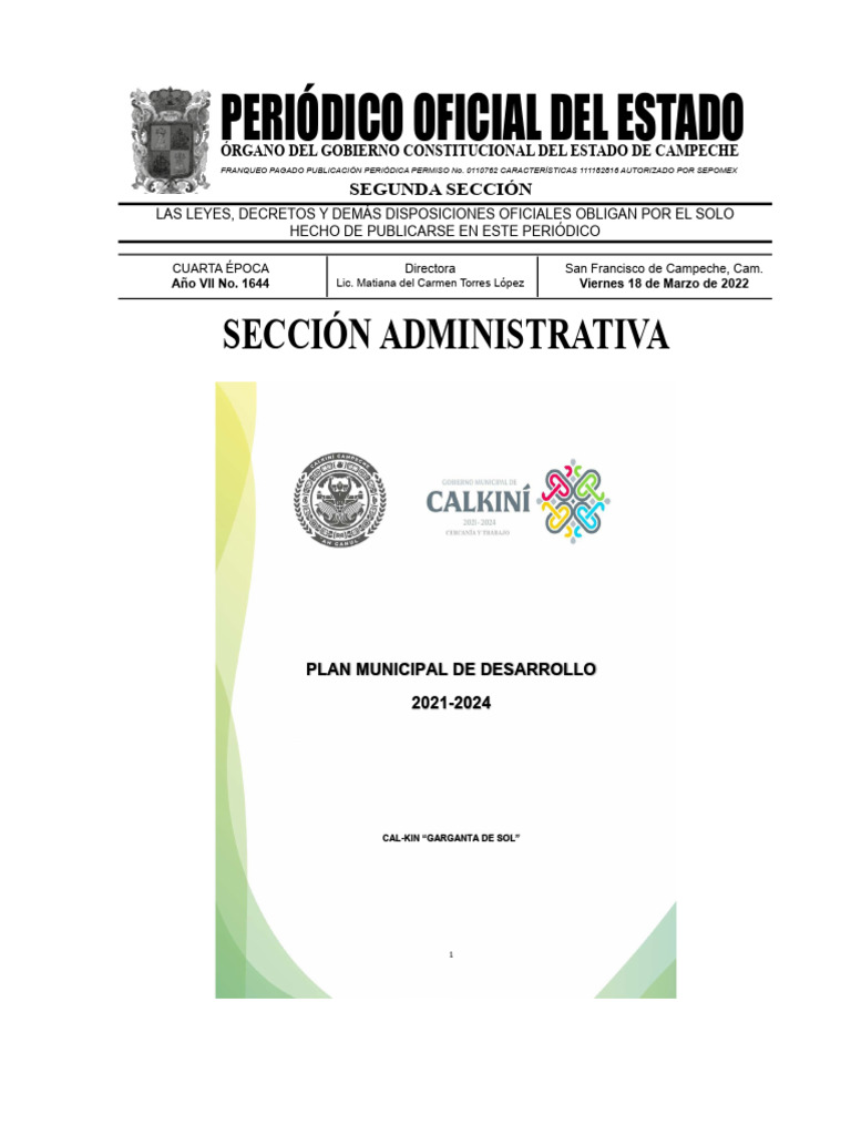 Plan Municipal de Desarrollo 2021-2024 | PDF | Campeche | Gobierno local