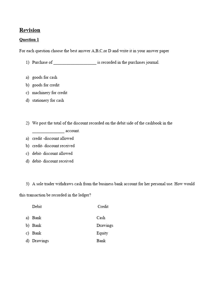 Revision | PDF | Debits And Credits | Financial Accounting