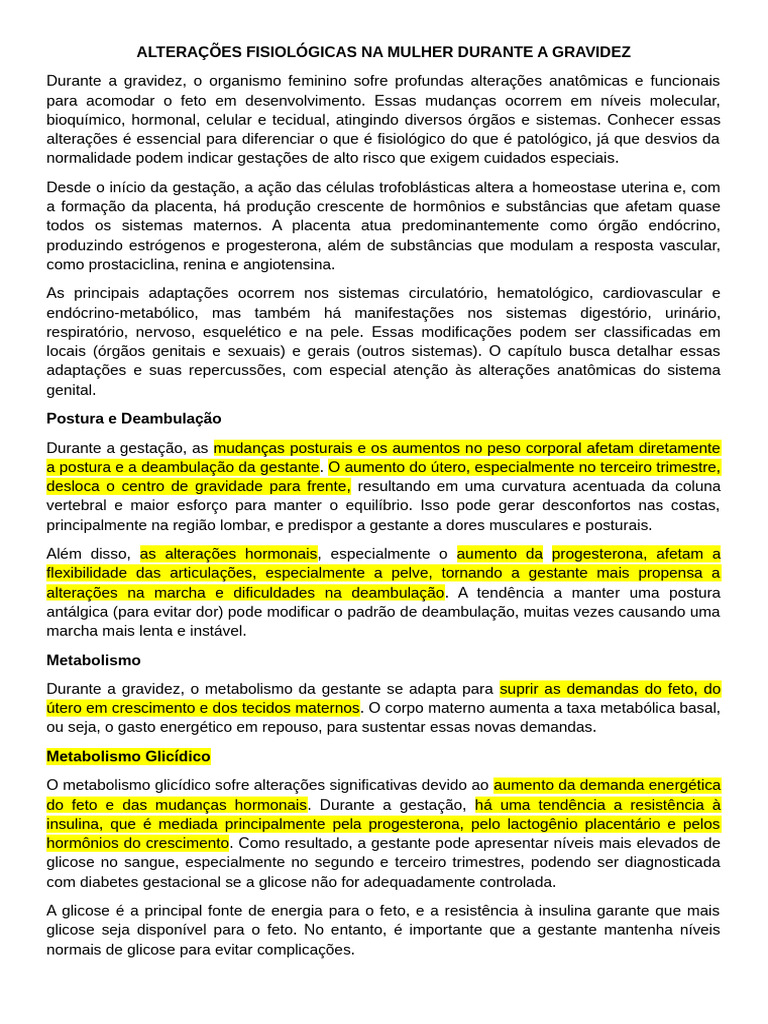 Alterações Fisiológicas na Gravidez | PDF | Gravidez | Pressão sanguínea