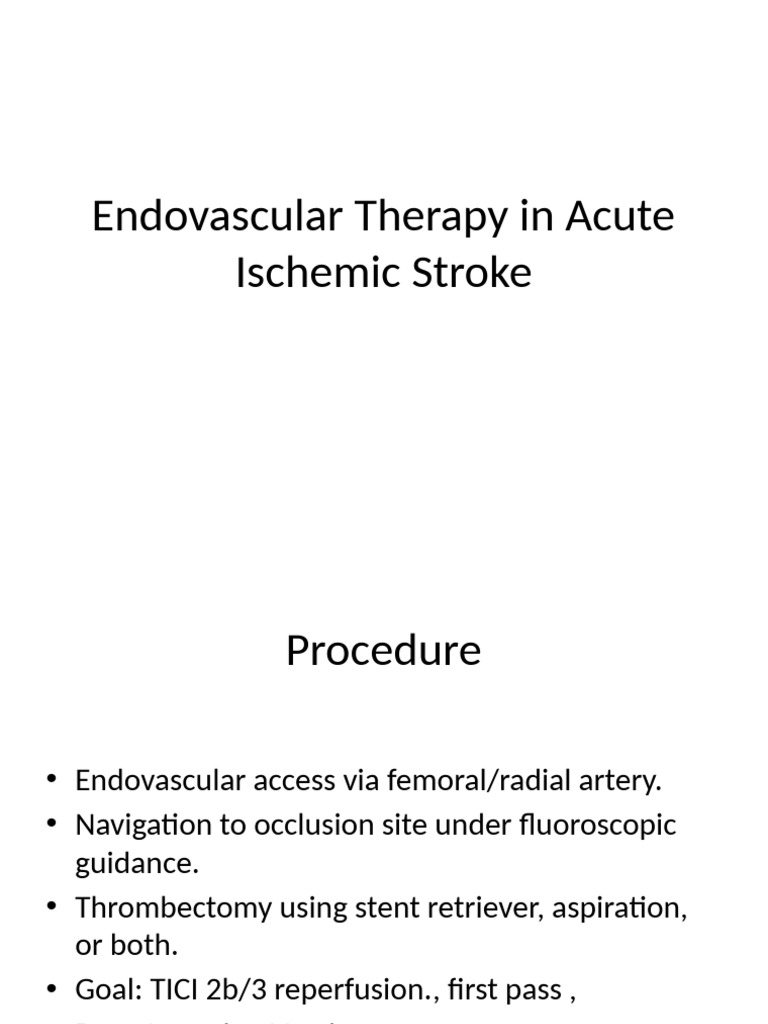 Endovascular Therapy for Ischemic Stroke | PDF | Medicine | Vascular ...