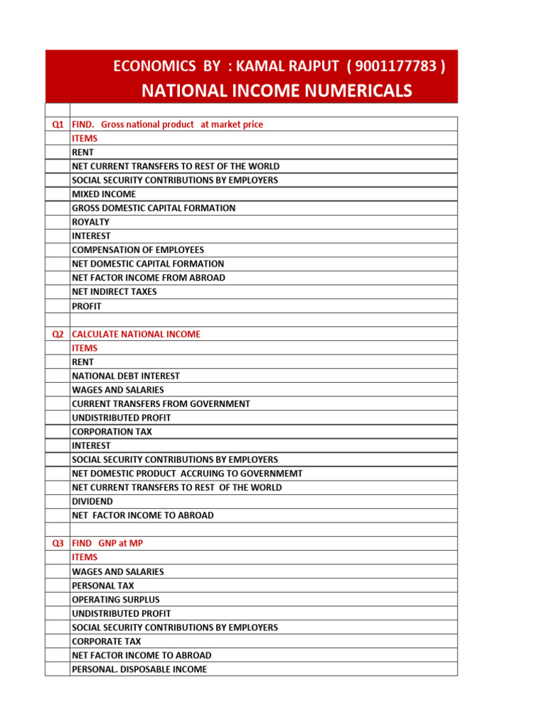 National Income Calculation Guide | PDF | Consumption Of Fixed Capital ...