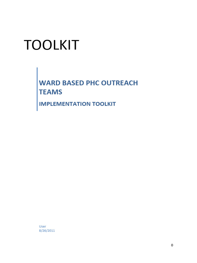 Ward-Based PHC Outreach Teams Toolkit | PDF | Health Professional ...