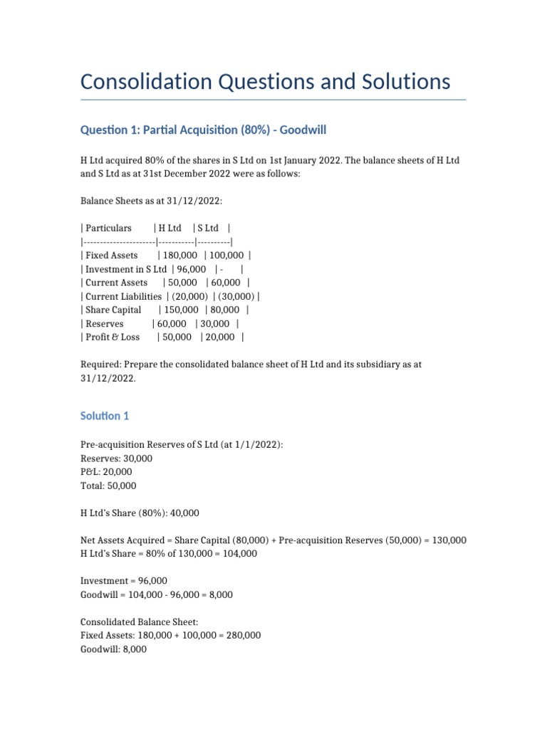 Consolidated Balance Sheets Analysis | PDF | Balance Sheet | Goodwill ...
