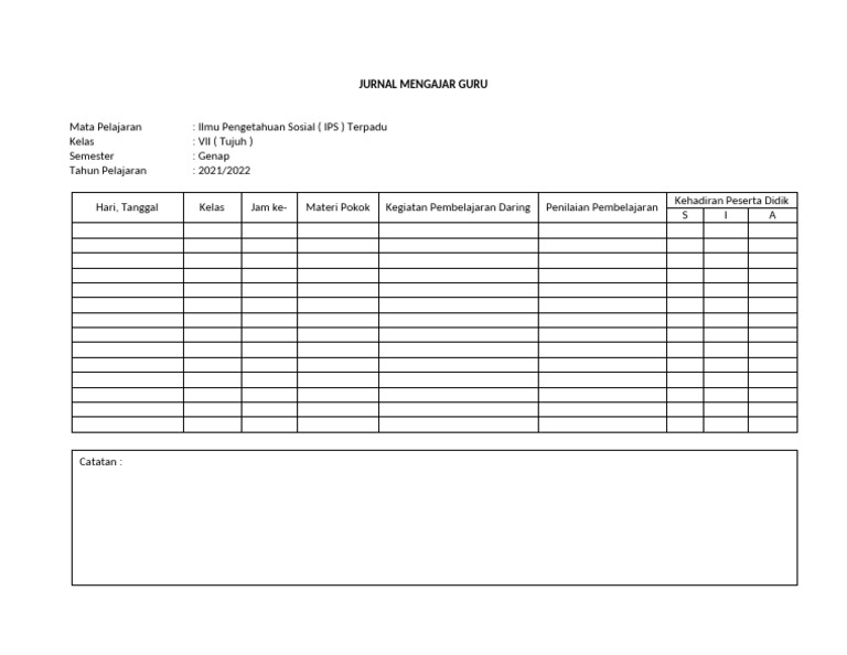 Jurnal Mengajar Guru SMP | PDF