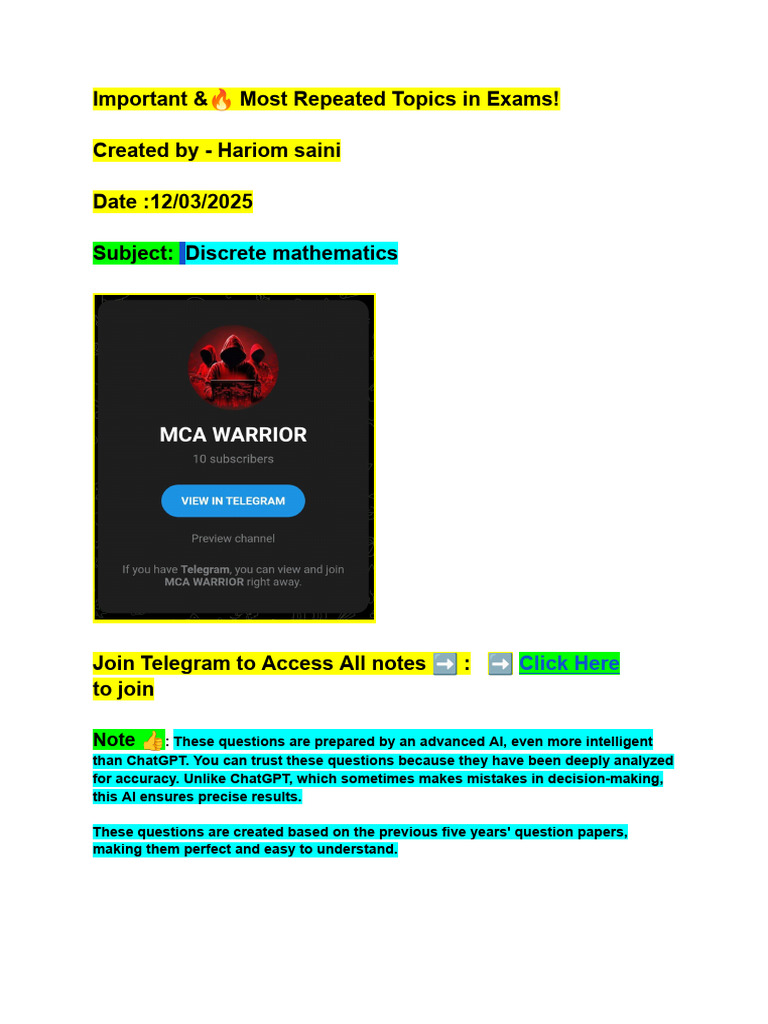 Key Topics in Discrete Mathematics | PDF | Mathematical Logic | Mathematics