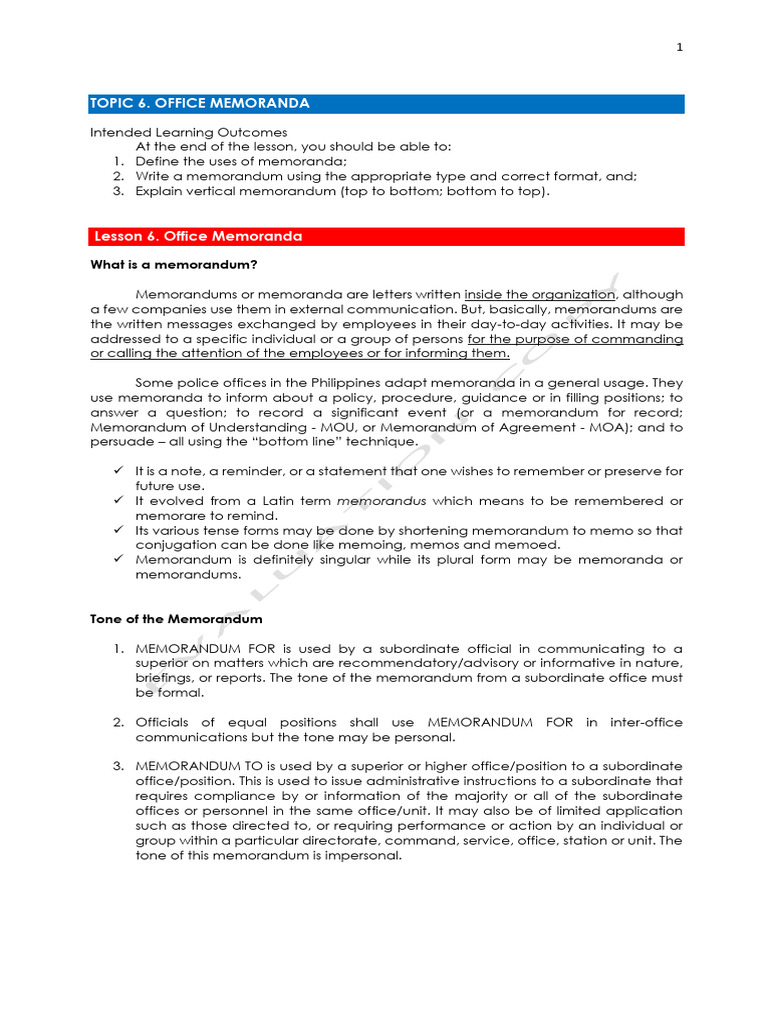 Office Memorandum Writing Guide | PDF | Memorandum