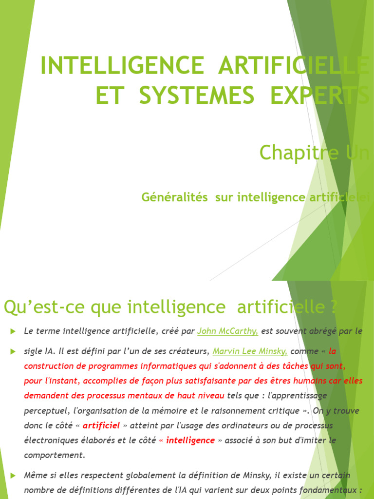 Introduction à l'Intelligence Artificielle | PDF | Intelligence ...
