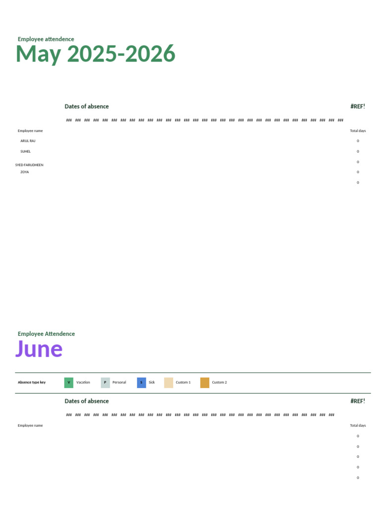Employee Absence Schedule 2025-2026 | PDF | Employee Relations