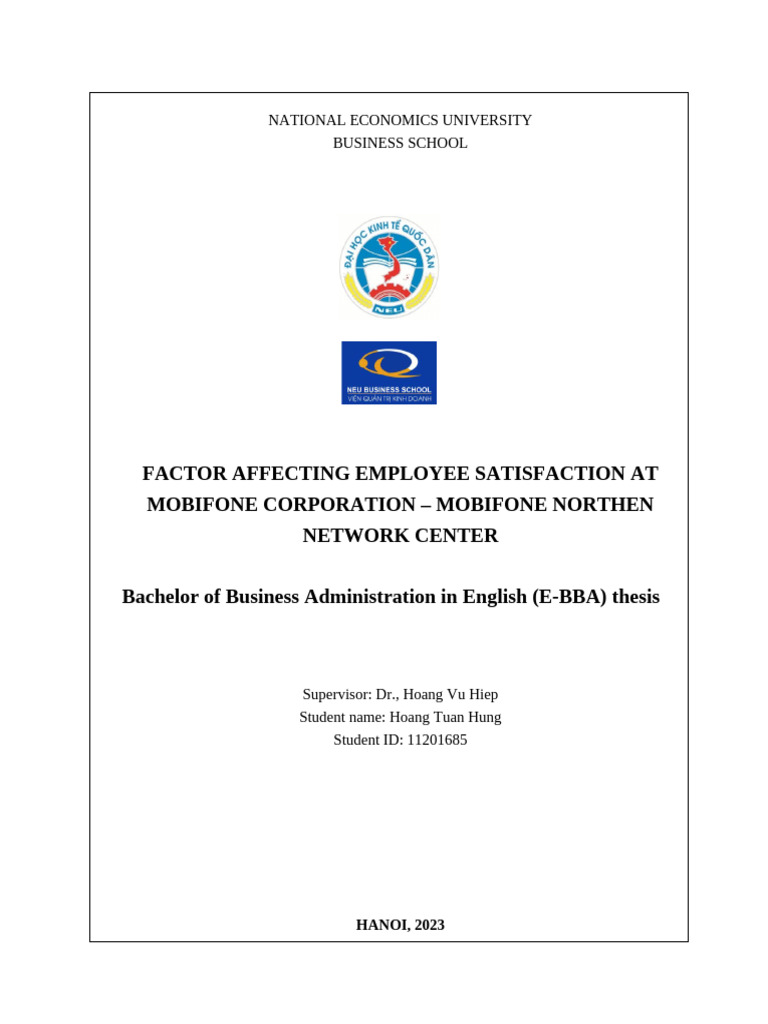 Factors Influencing Employee Satisfaction at MobiFone | PDF | Job ...