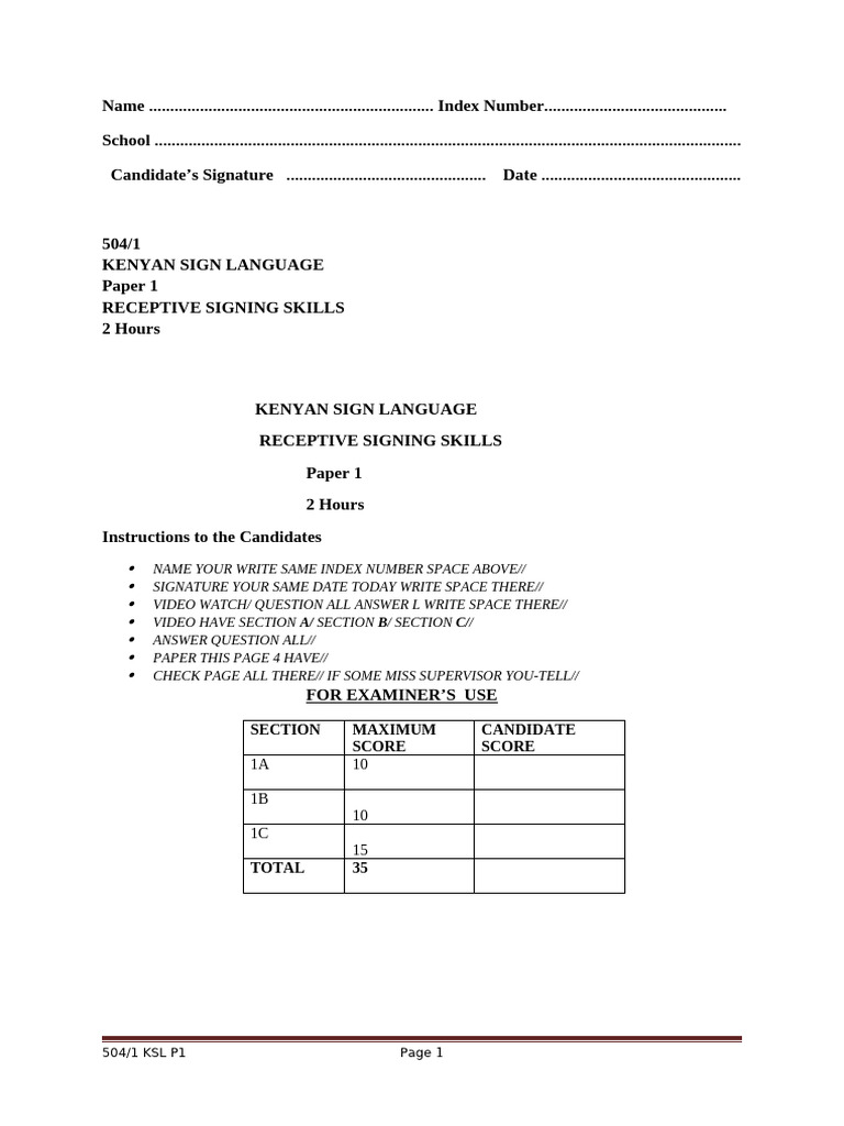 KSL Paper 1: Receptive Skills Exam | PDF