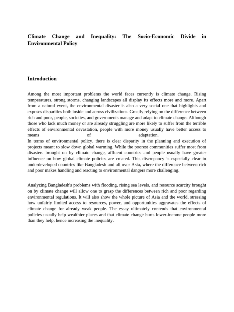 Climate Change Inequality in Bangladesh | PDF | Climate Change | Poverty