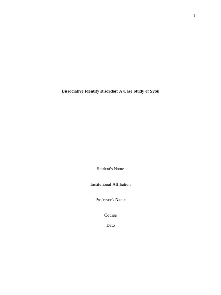 Sybil: Understanding Dissociative Identity Disorder | PDF ...