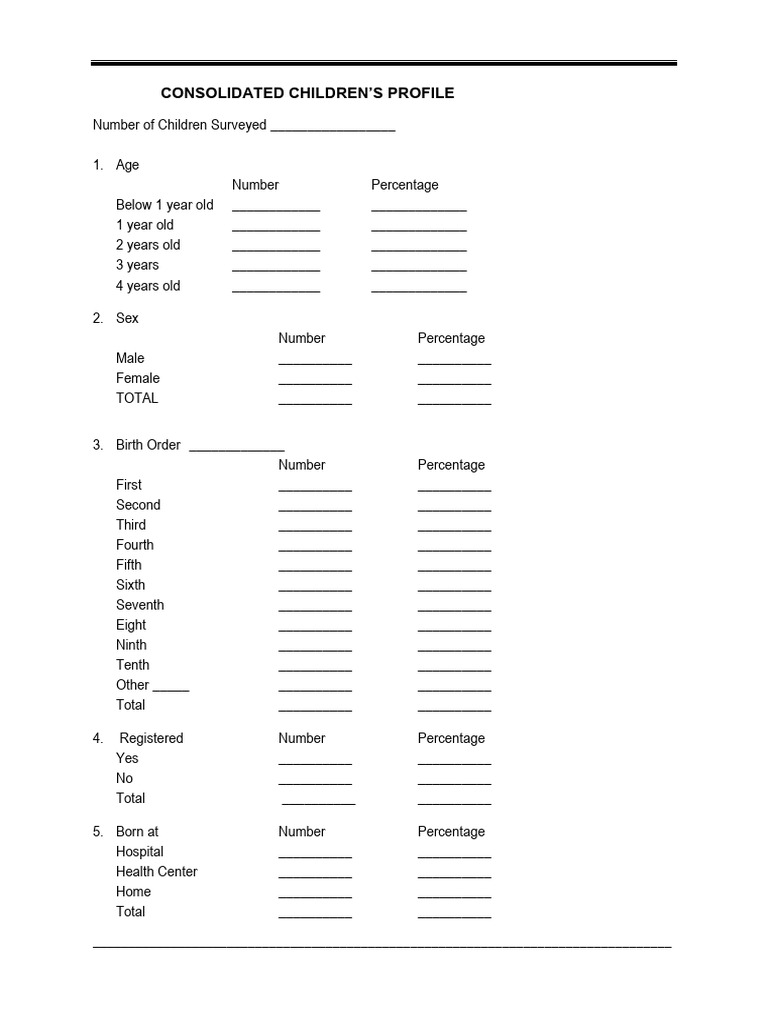 Form 5 Consolidated Childrens Profile | PDF | Preschool | Child Care