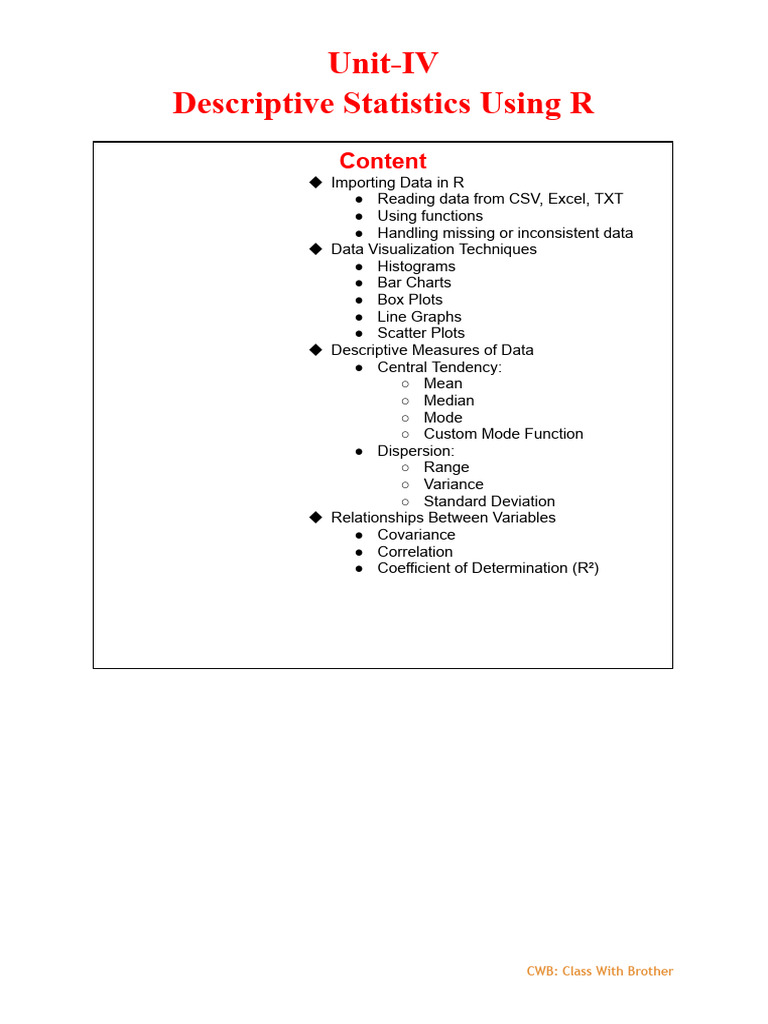 Descriptive Statistics with R Guide | PDF | Comma Separated Values ...