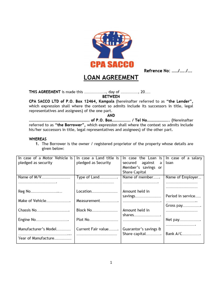 Loan Agreement Template for Borrowers | PDF | Loans | Interest