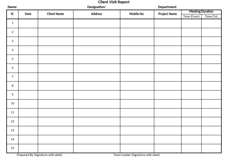 Client Visit Report Format | PDF