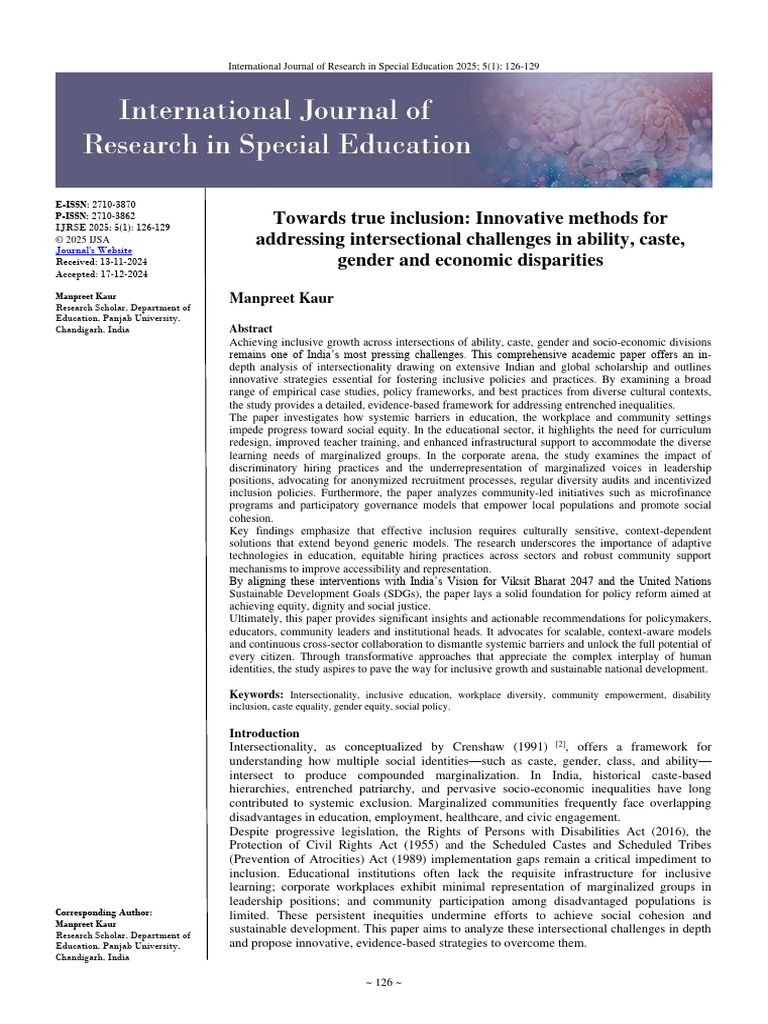 Towards True Inclusion: Innovative Methods For Addressing ...