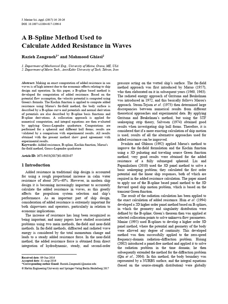 A B-Spline Method Used To Calculate Added Resistance in Waves | PDF ...
