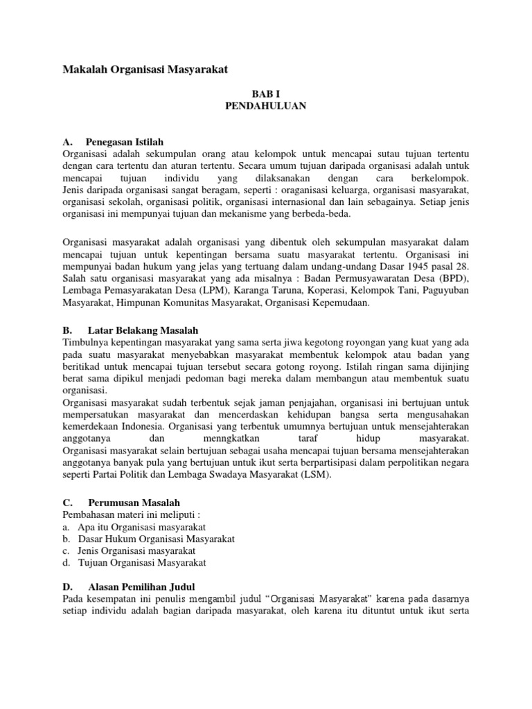 Makalah Organisasi Masyarakat