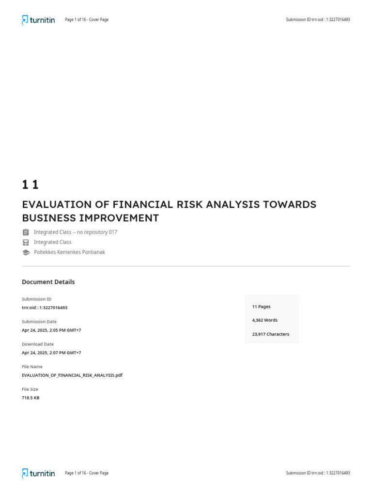 Evaluation of Financial Risk Analysis | PDF | Citation | Publishing