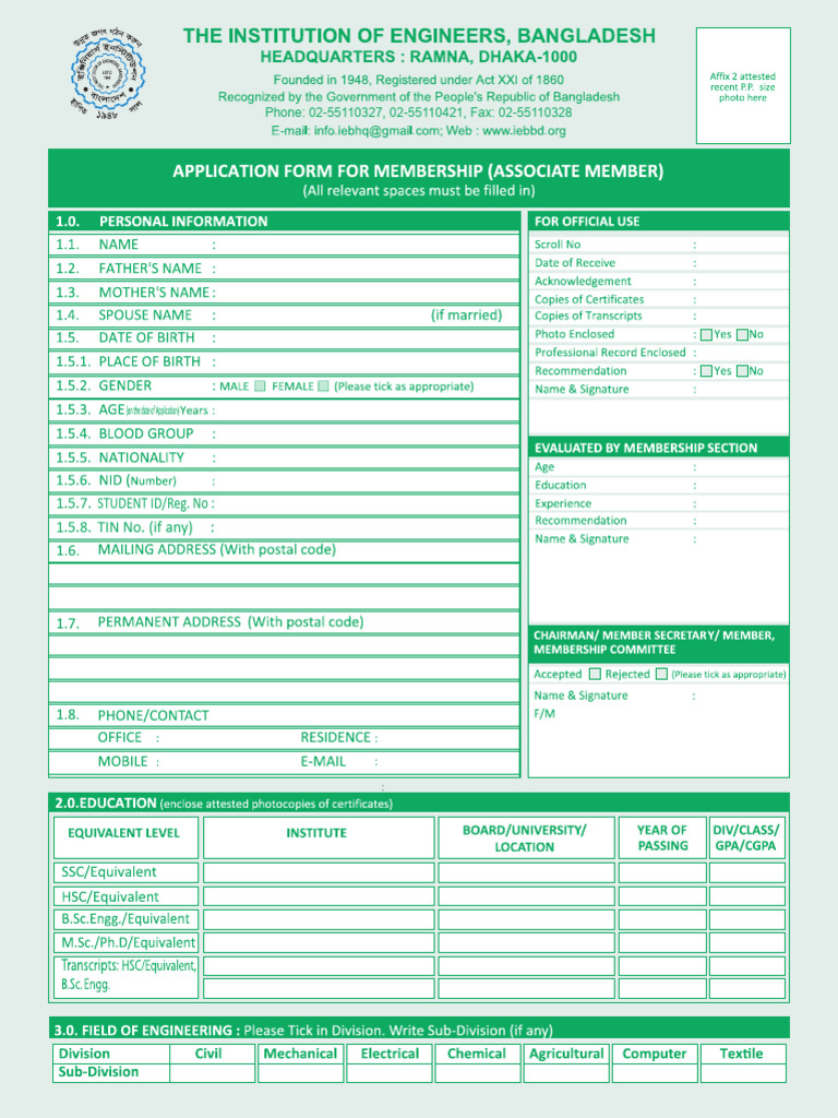 Membership Form Associate | PDF