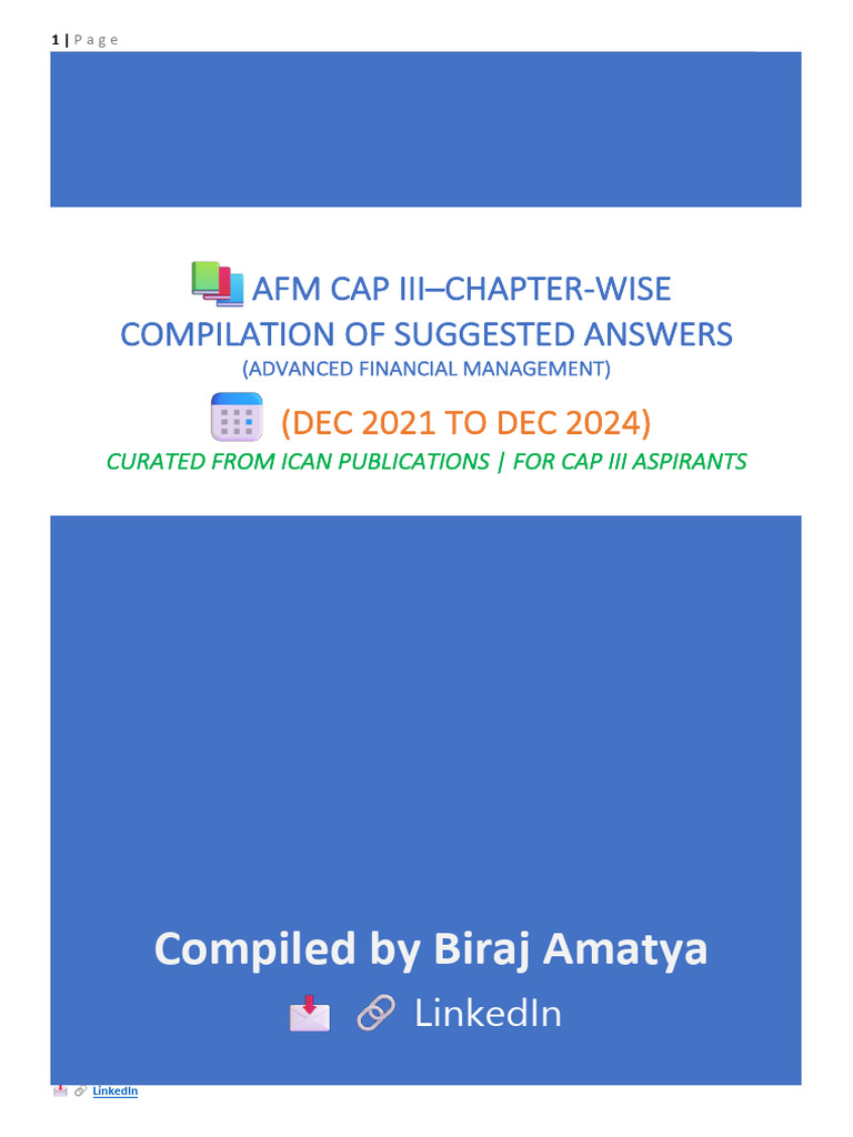 AFM Suggested 2021 Dec Onwards Chapter Wise | PDF | Net Present Value |  Money