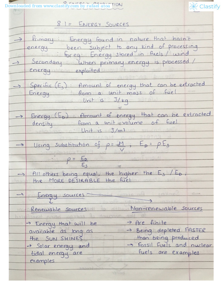 (ENERGY PRODUCTION) IB Physics Notes SL and HL Ch. 8 | PDF