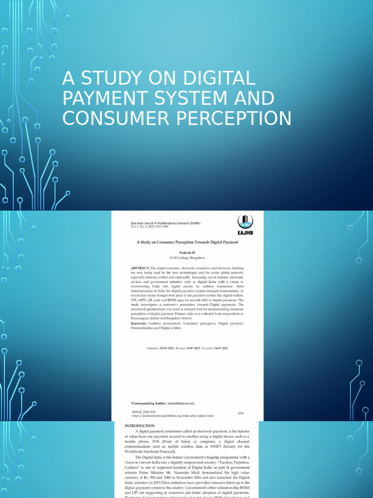 A Study On Digital Payment System and Consumer Perception | PDF