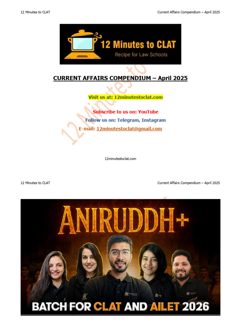 April 2025 Current Affairs Compendium | PDF