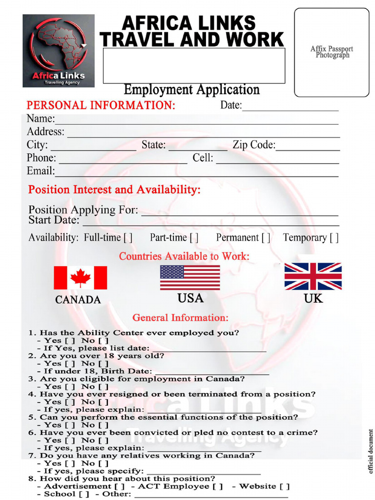 Employment Form | PDF