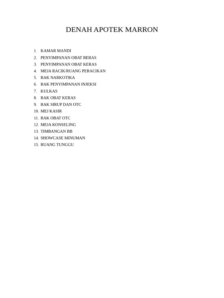 Denah Apotek Marron | PDF