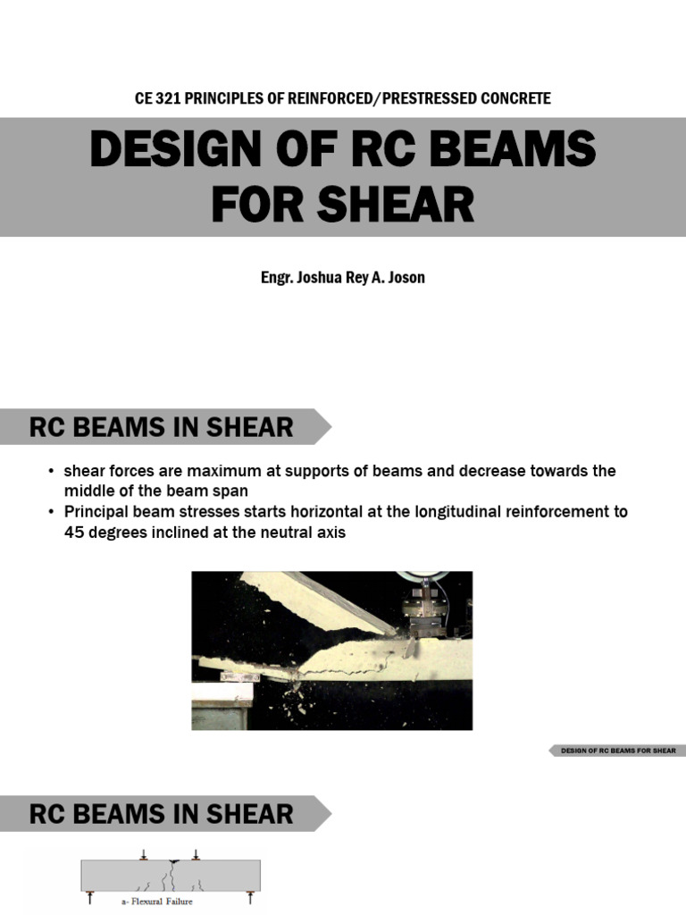 Shear Design of RC Beams Explained | PDF | Beam (Structure) | Bending