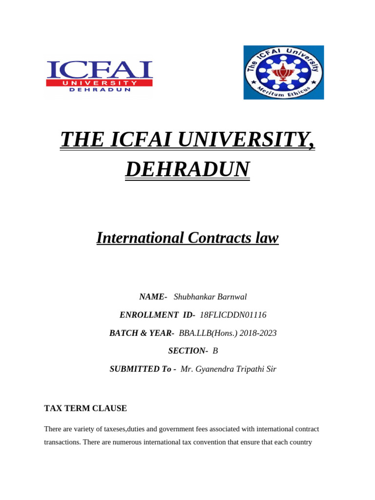 International Contract Law Overview | PDF | Taxes | Justice