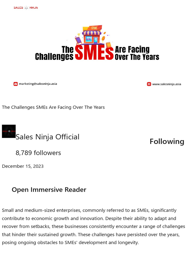 The Challenges SMEs Are Facing Over The Years | PDF | Small And Medium ...