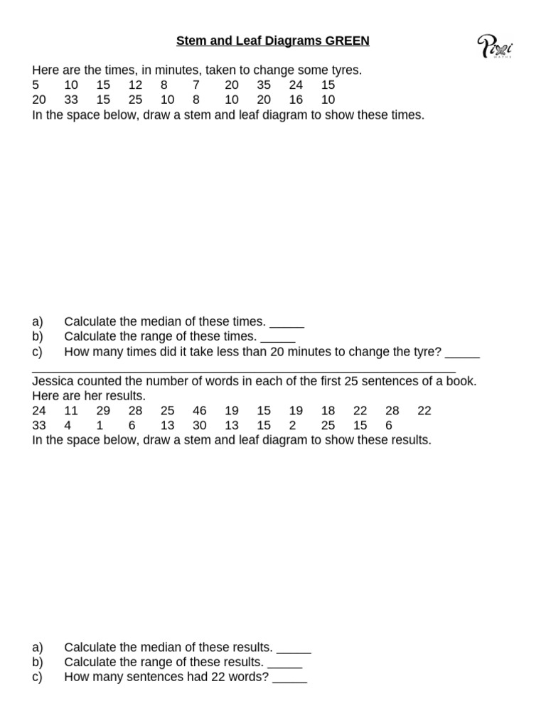 Stem and Leaf Diagrams for Data Analysis | PDF | Mathematics | Robust ...