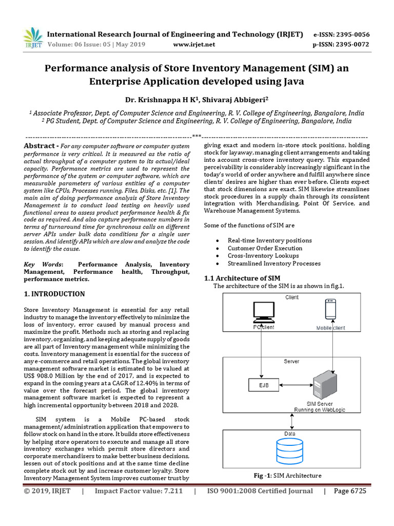 IRJET Performance Analysis of Store Inve | PDF | Inventory | Java ...