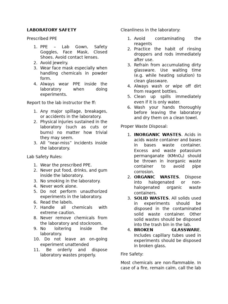 Essential Laboratory Safety Guidelines | PDF | Laboratories | Waste