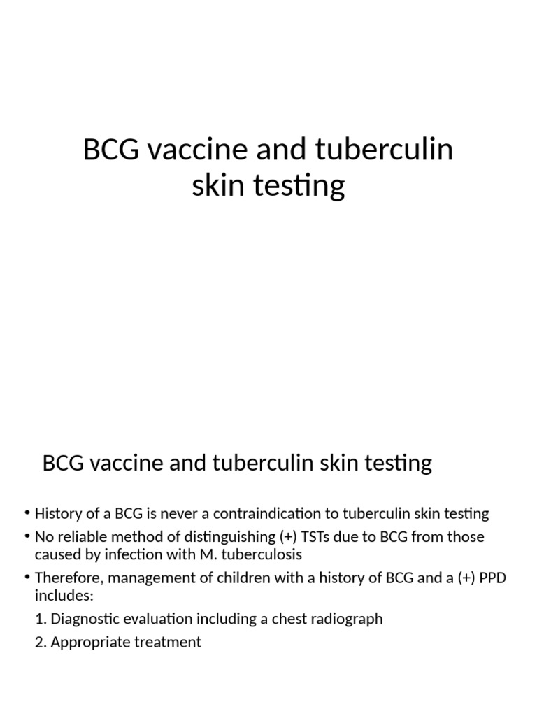 BCG Vaccine and Tuberculin Skin Testing | PDF