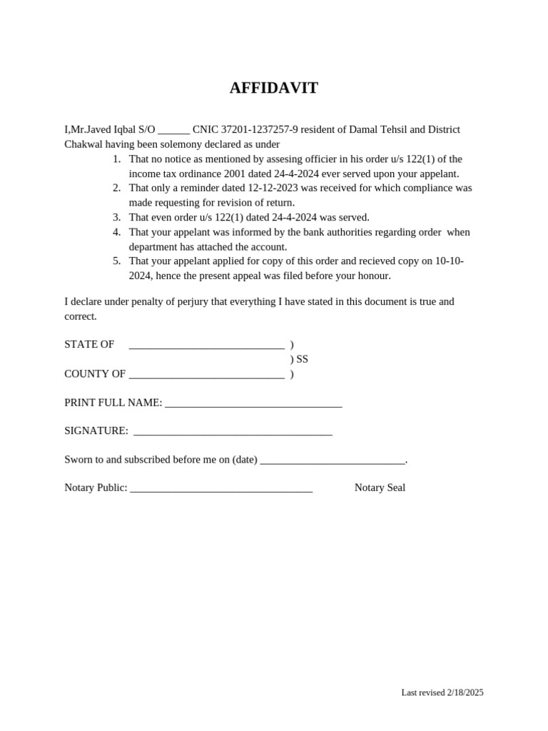 Sample Affidavit | PDF