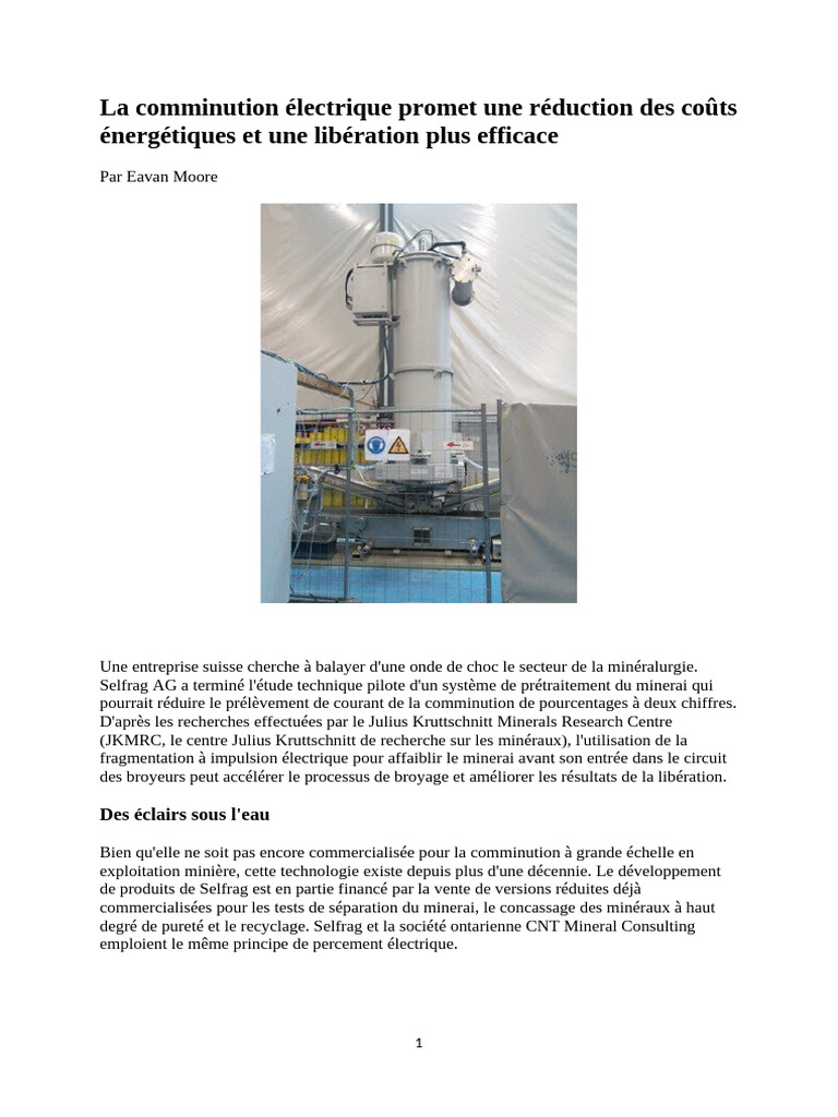 Comminution électrique : économies d'énergie | PDF | Électron | Foudre