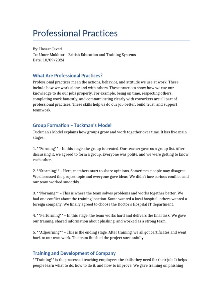Understanding Professional Practices and Teamwork | PDF | Communication ...