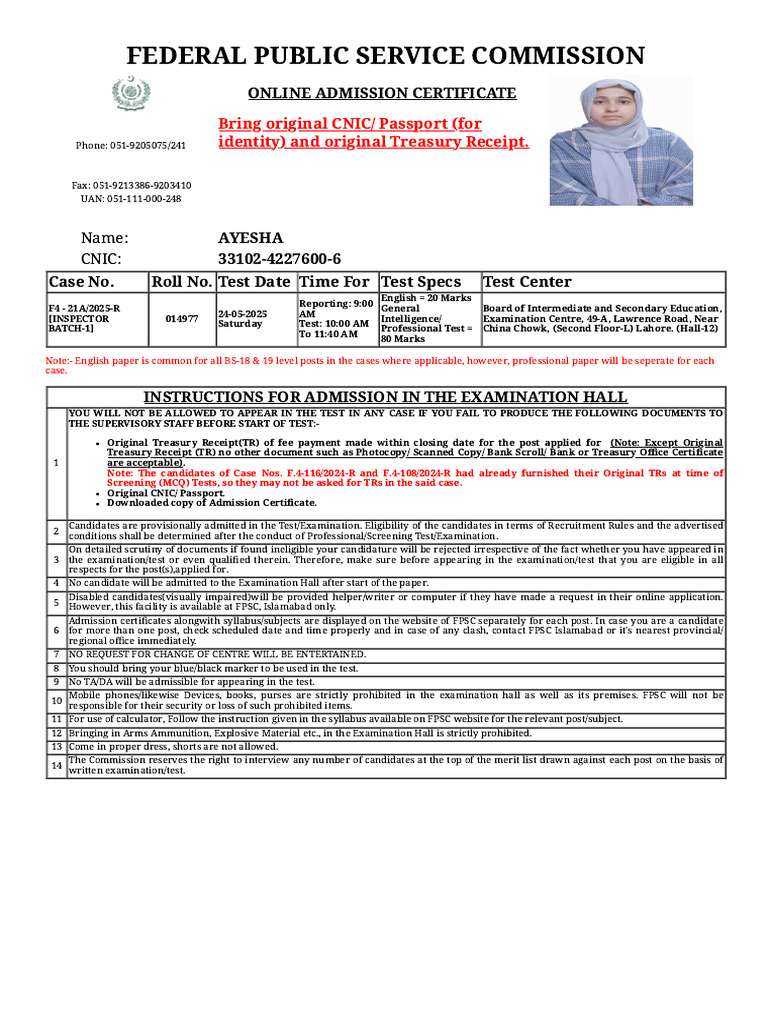 Online - Fpsc.gov - PK FPSC GR Reports GR Phase3 Ac 2025psp - PHP | PDF