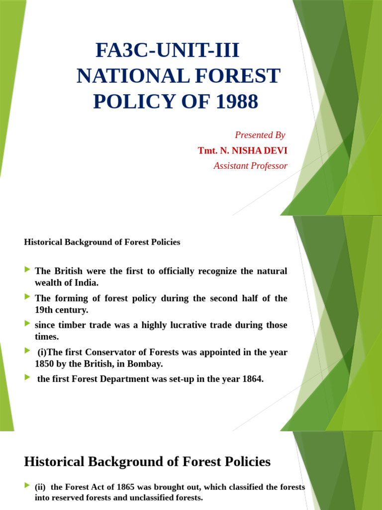 Overview of India's 1988 Forest Policy | PDF | Forest Management ...
