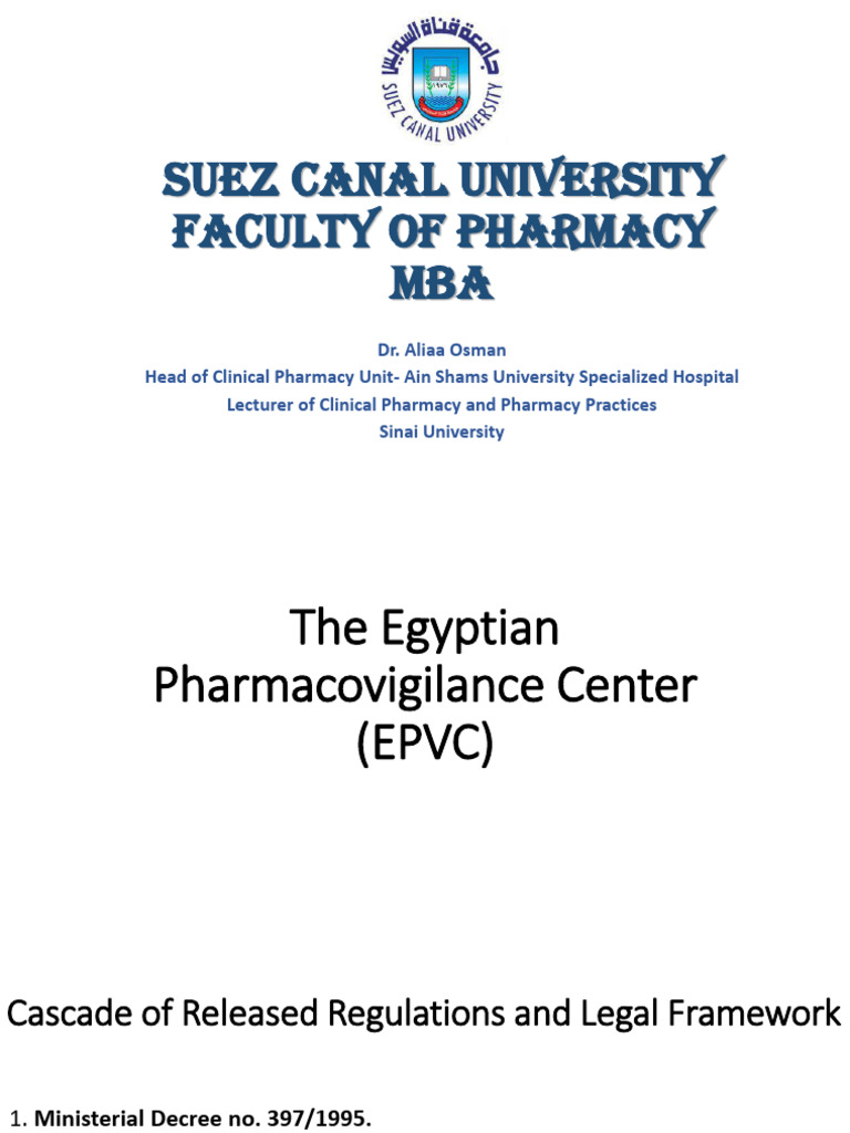 The Egyptian Pharmacovigilance Center Lec 5 | PDF | Pharmacovigilance ...
